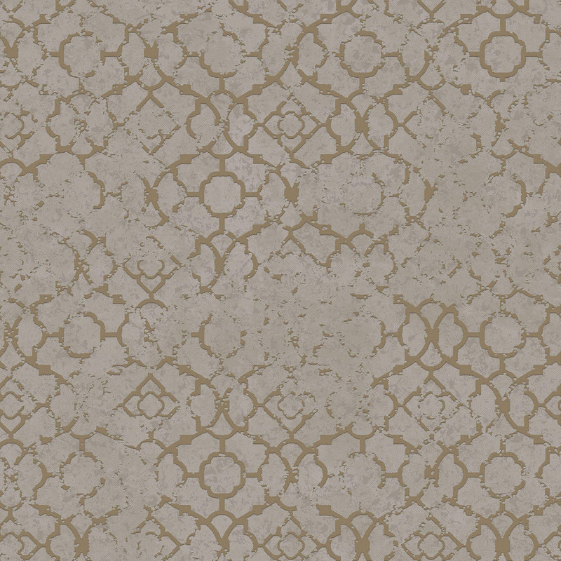 media image for Aged Quatrefoil Gold/Grey from the Emporium Collection by Galerie Wallcoverings 275