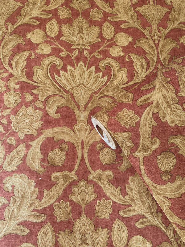 media image for Damask Wallpaper in Red/Bronze/Brown 278