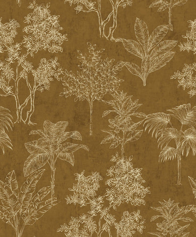 product image of Floating Foliage Wallpaper in Gold 512