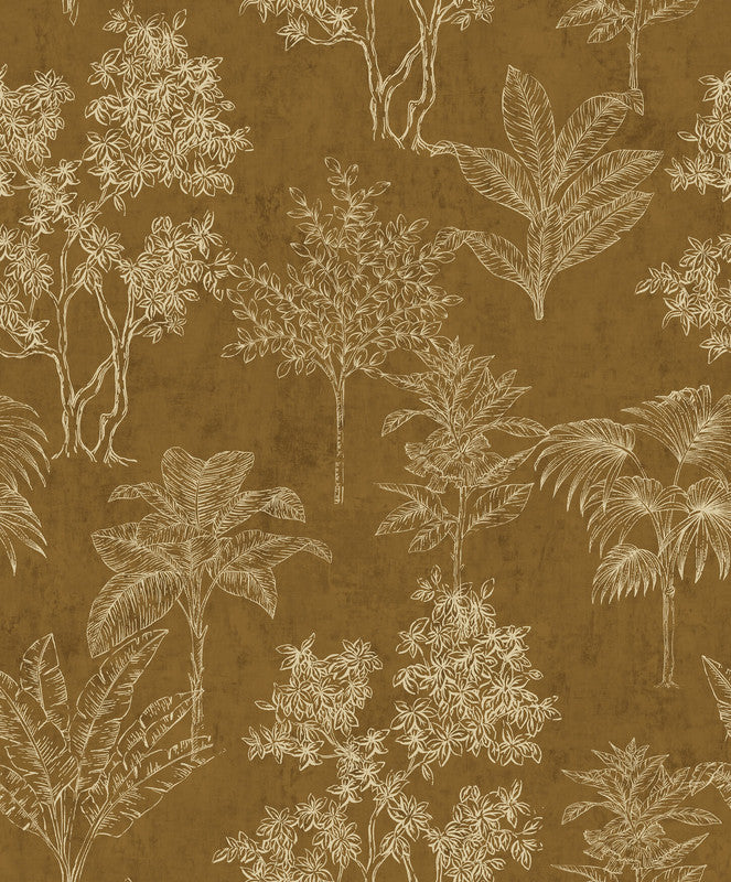 media image for Floating Foliage Wallpaper in Gold 277
