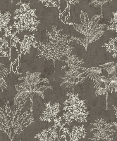 product image of Floating Foliage Wallpaper in Silver Grey 523