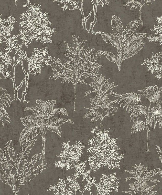 media image for Floating Foliage Wallpaper in Silver Grey 231