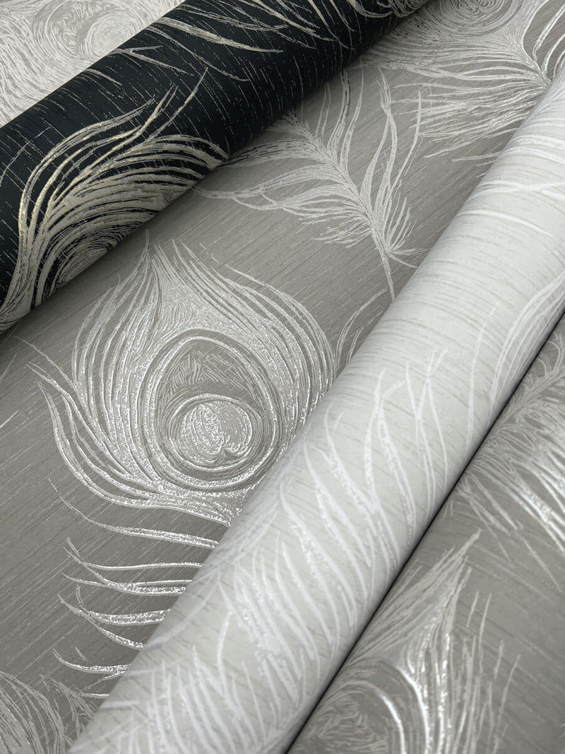 media image for Regal Peacock Wallpaper in White 223