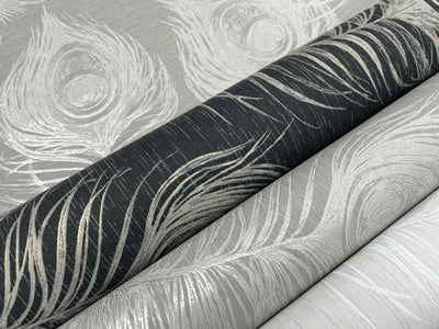 product image for Regal Peacock Wallpaper in Black 73