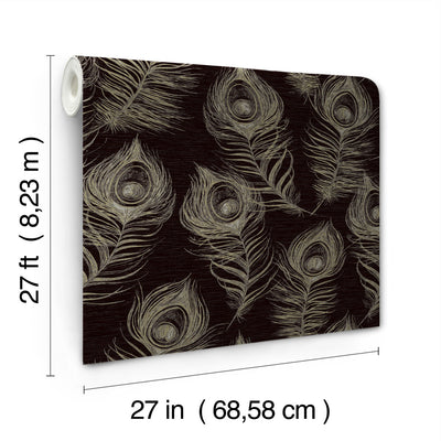 product image for Regal Peacock Wallpaper in Black 50