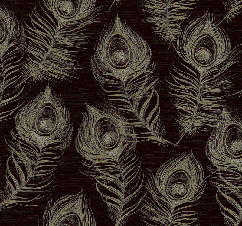 media image for Regal Peacock Wallpaper in Black 267