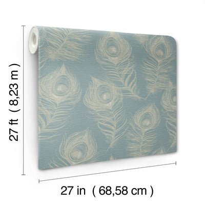 product image for Regal Peacock Wallpaper in Dark Teal 91