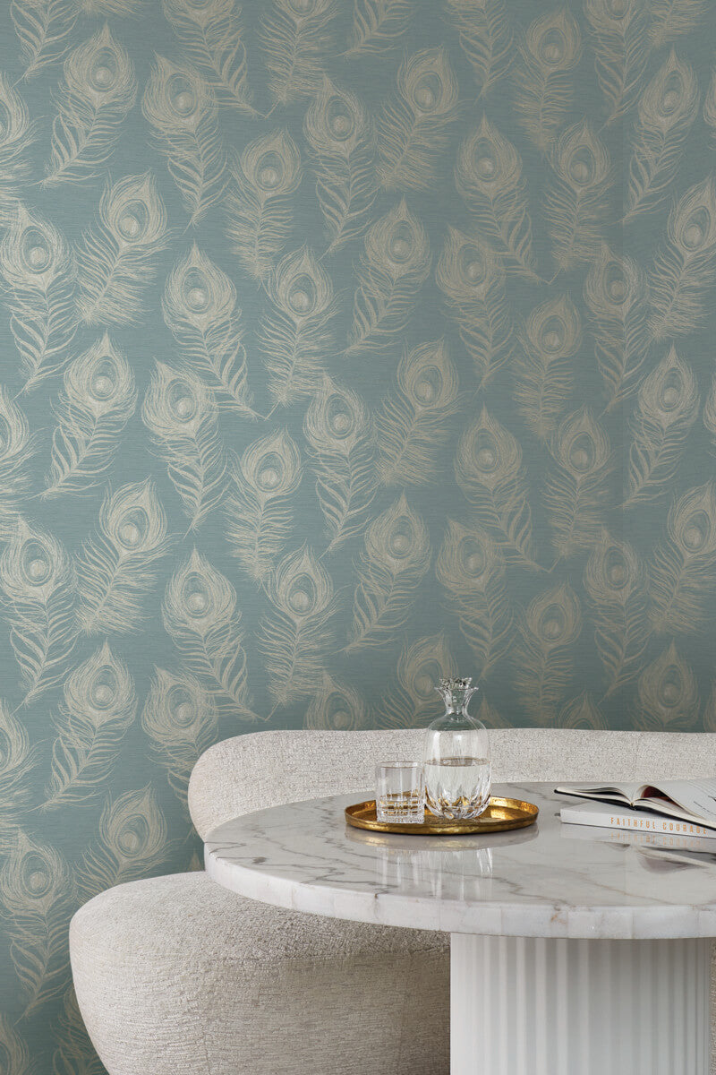 media image for Regal Peacock Wallpaper in Dark Teal 252