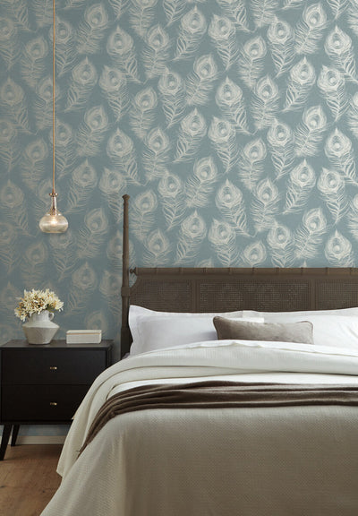 product image for Regal Peacock Wallpaper in Dark Teal 50