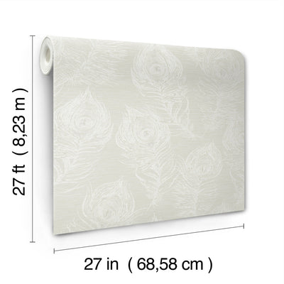 product image for Regal Peacock Wallpaper in White 86