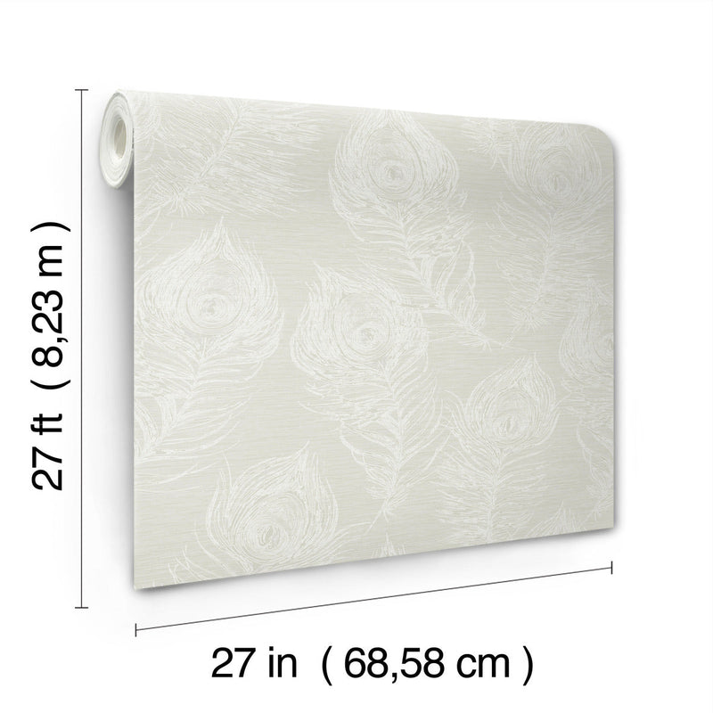 media image for Regal Peacock Wallpaper in White 261