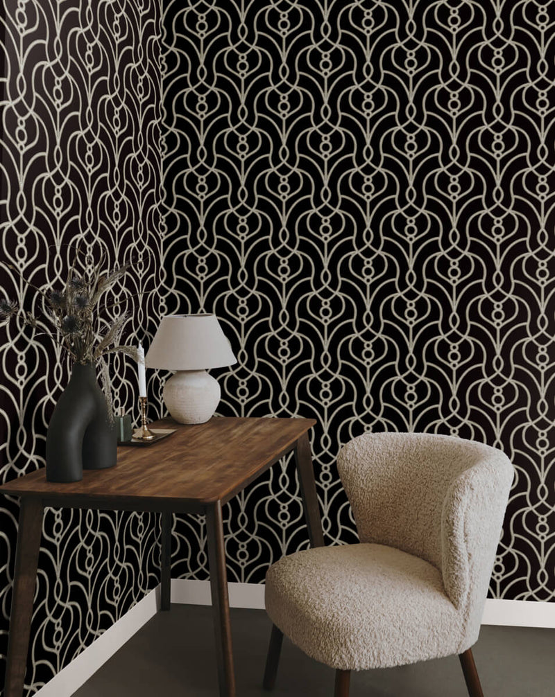 media image for Divine Trellis Wallpaper in Black 20