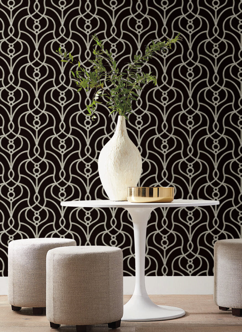 media image for Divine Trellis Wallpaper in Black 261