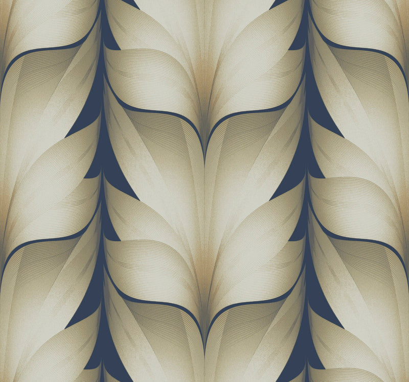 media image for Lotus Light Stripe Wallpaper in Navy 216