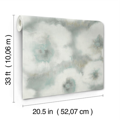 product image for Blended Floral Wallpaper in Aqua 50