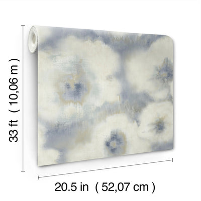 product image for Blended Floral Wallpaper in Blue 24