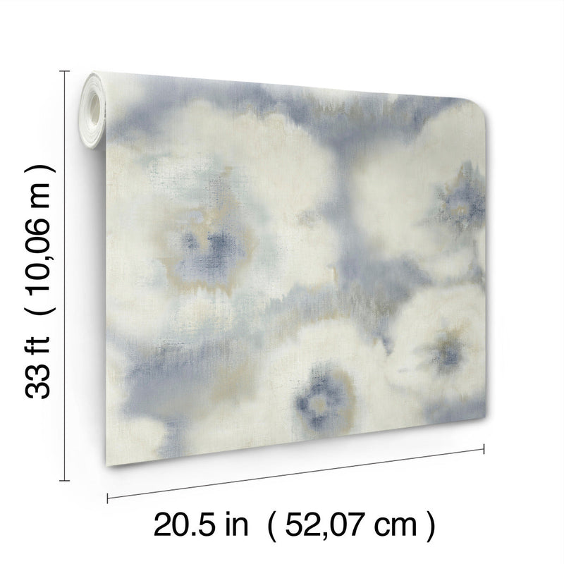 media image for Blended Floral Wallpaper in Blue 220