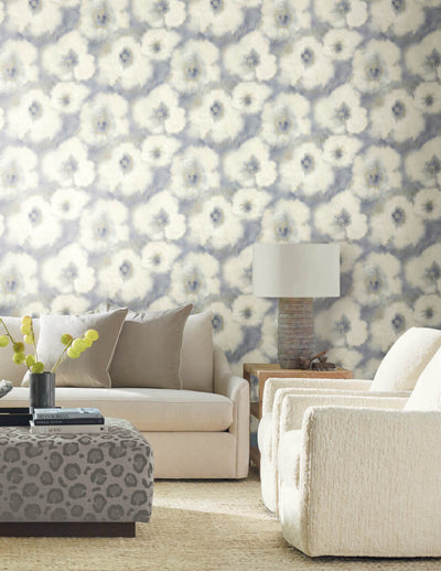 product image for Blended Floral Wallpaper in Blue 33