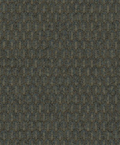 product image of Sample Geo Arch Art Deco Wallpaper in Gold/Blue 54