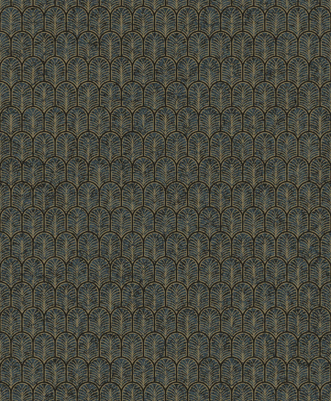 media image for Sample Geo Arch Art Deco Wallpaper in Gold/Blue 260