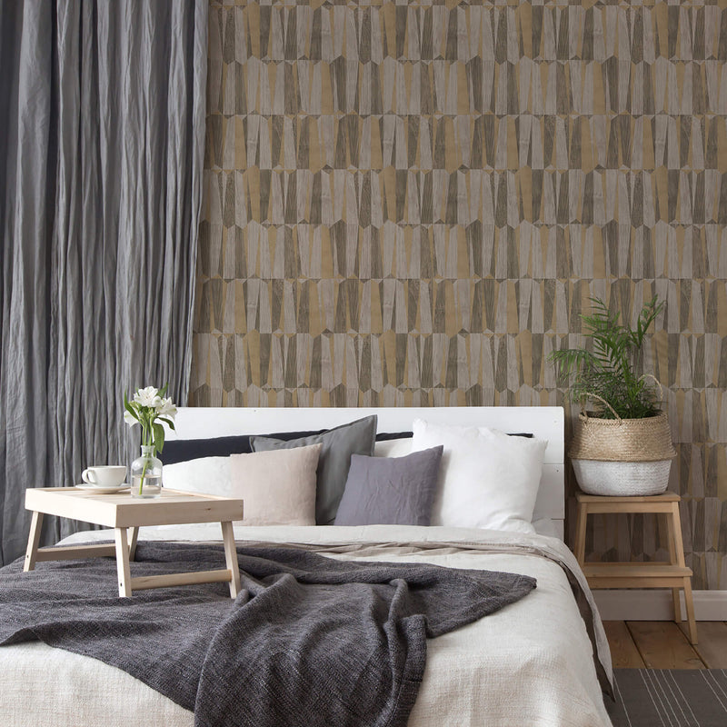 media image for Geo Point Wood Effect Motif Wallpaper in Brown/Grey 29
