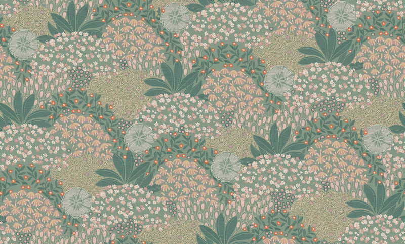 media image for Forest Bloom Motif Wallpaper in Green/Pink 29