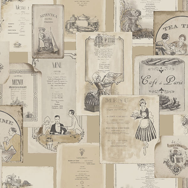 media image for sample olde menus beige wallpaper from the kitchen recipes collection by galerie wallcoverings 1 238