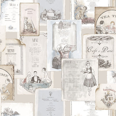 product image of sample olde menus multicolor wallpaper from the kitchen recipes collection by galerie wallcoverings 1 513