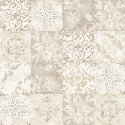 product image of sample tile effect beige wallpaper from the kitchen recipes collection by galerie wallcoverings 1 514