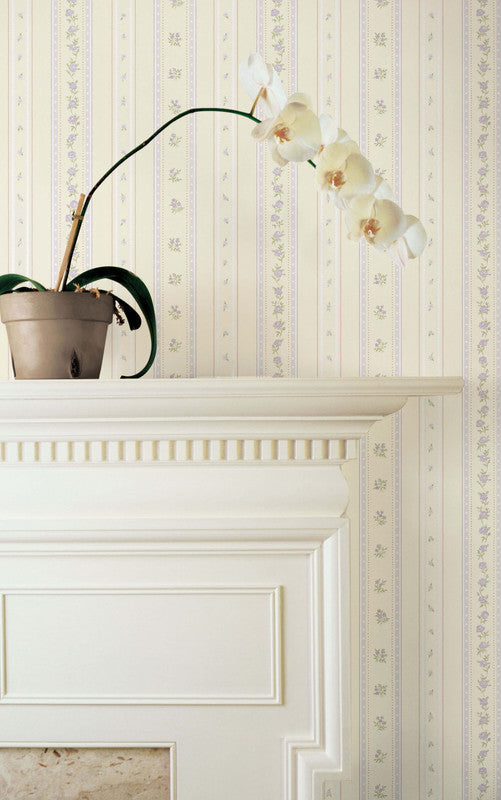 media image for Floral Stripe Wallpaper in Purple/Lilac 249