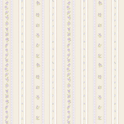 product image of Sample Floral Stripe Wallpaper in Purple/Lilac 511