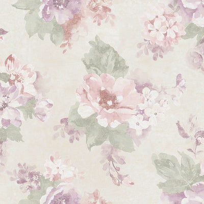 product image of Sample Vintage Bloom Wallpaper in Soft Lilac 556