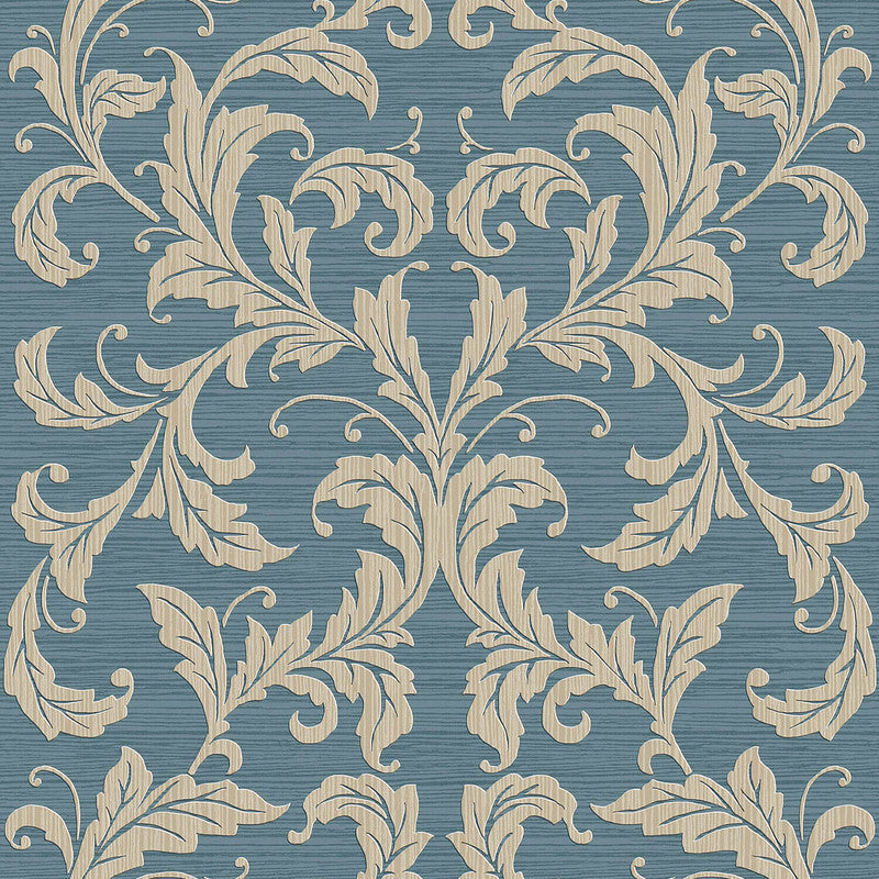 media image for Nordic Elements Damask Wallpaper in Blue 293