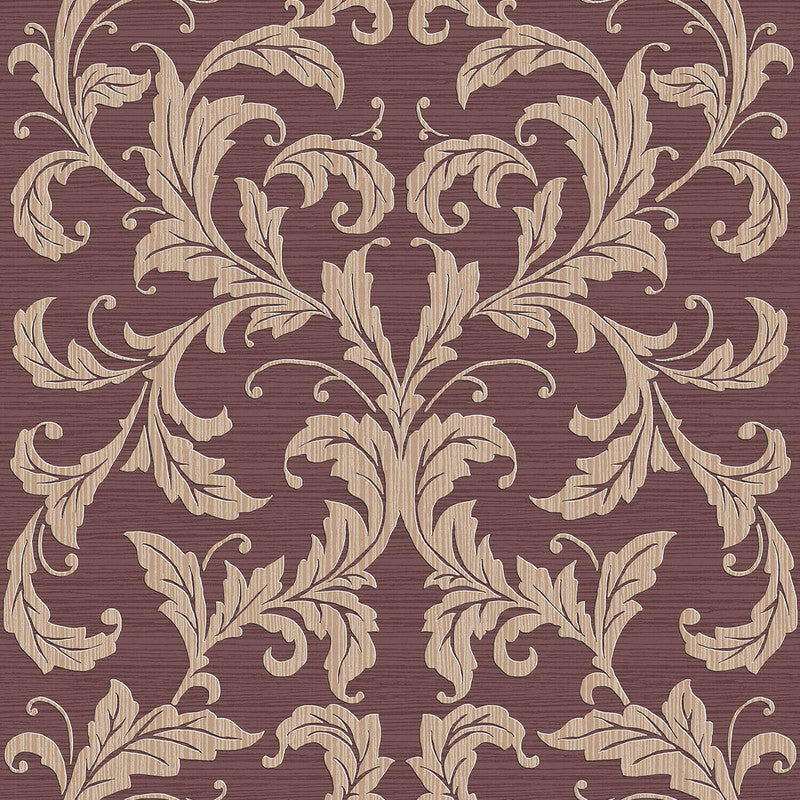 media image for Sample Nordic Elements Damask Wallpaper in Red/Neutrals 276