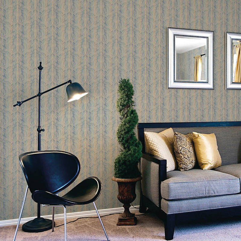 media image for Nordic Elements Damask Stripe Wallpaper in Bronze 287