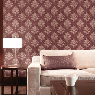 product image for Nordic Elements Damask Wallpaper in Red 0