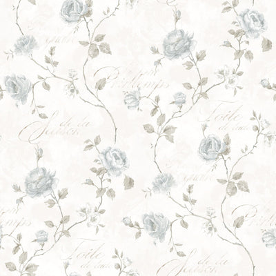 product image of sample calligraphy rose blue wallpaper from the vintage roses collection by galerie wallcoverings 1 511