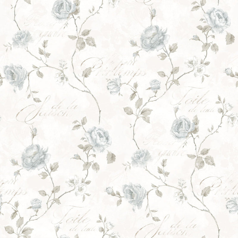 media image for sample calligraphy rose blue wallpaper from the vintage roses collection by galerie wallcoverings 1 262