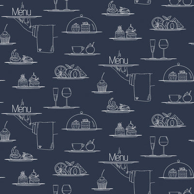 product image for Chalkboard Menu Navy Wallpaper from the Just Kitchens Collection by Galerie Wallcoverings 3
