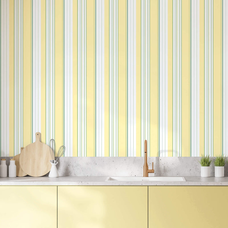 media image for Multi Stripe Yellow/Green Wallpaper from the Just Kitchens Collection by Galerie Wallcoverings 262
