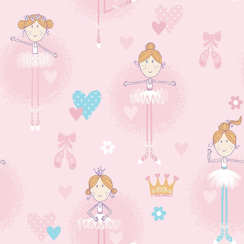media image for Ballerina Pink Wallpaper from the Just 4 Kids 2 Collection by Galerie Wallcoverings 293