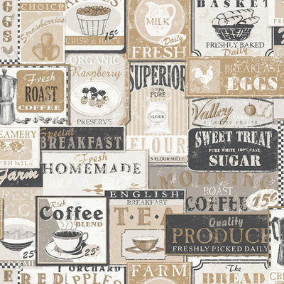 product image of sample enamel signs beige wallpaper from the nostalgie collection by galerie wallcoverings 1 532
