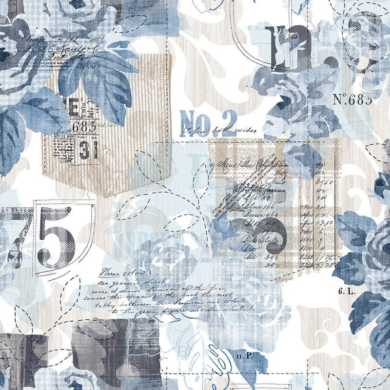 media image for Sample Nordic Elements Floral Wallpaper in Blue 275