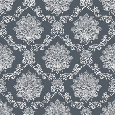 product image of Sample Nordic Elements Damask Wallpaper in Black 577