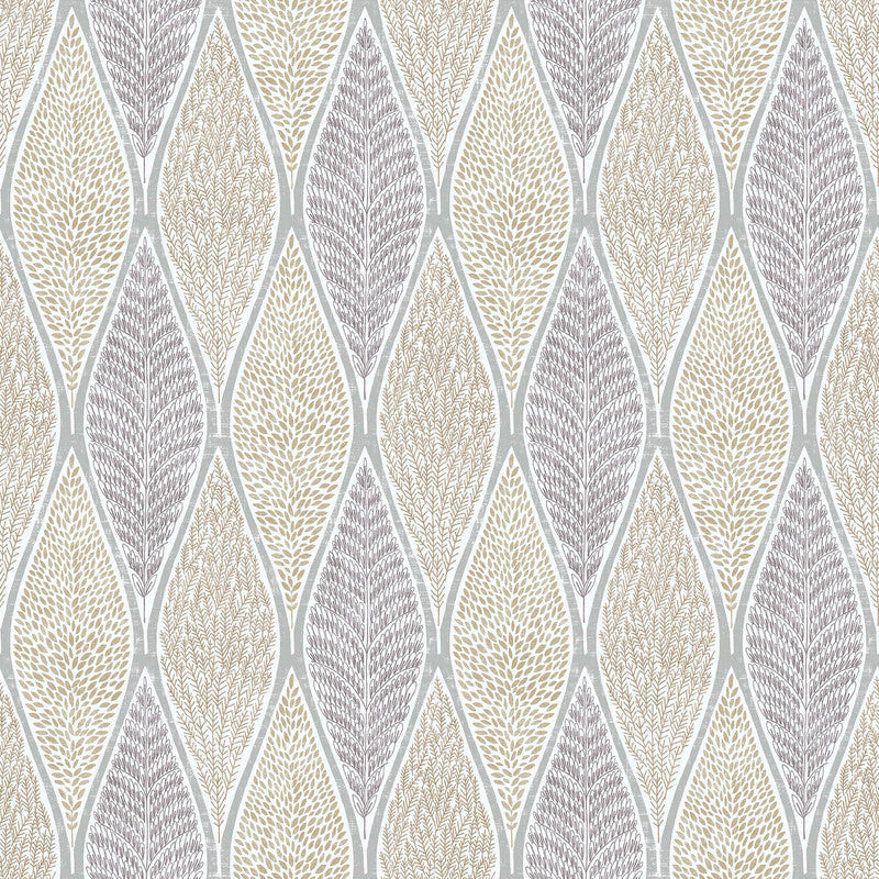 media image for Sample Nordic Elements Tree Leaf Wallpaper in Metallic 226