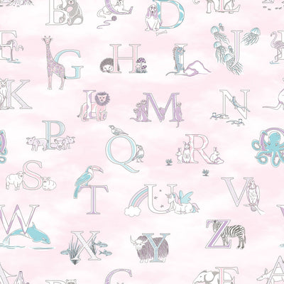 product image of Fun Alphabet Pink Wallpaper from the Just 4 Kids 2 Collection by Galerie Wallcoverings 597