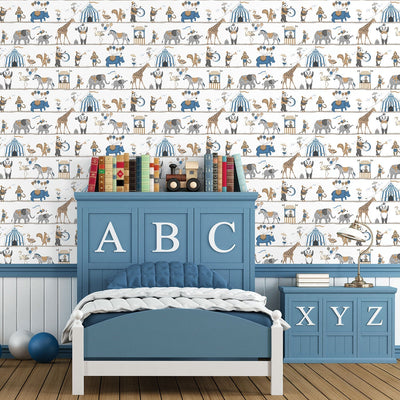 product image for Circus Blue/Brown Wallpaper from the Just 4 Kids 2 Collection by Galerie Wallcoverings 40