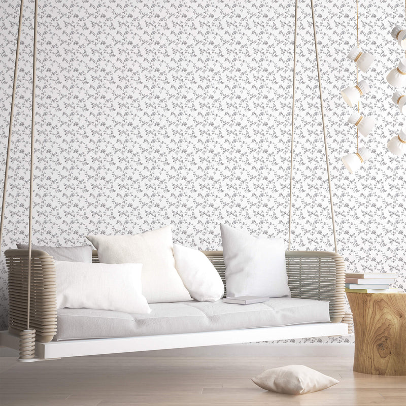 media image for Delicate Floral Black/Grey Wallpaper from the Small Prints Collection by Galerie Wallcoverings 235