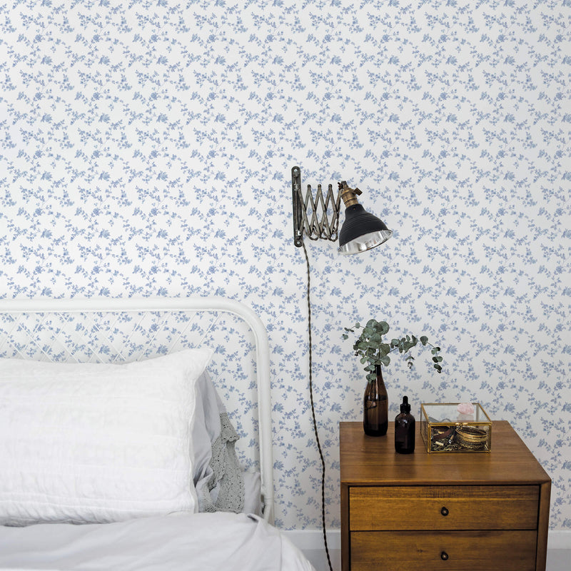 media image for Delicate Floral Blue Wallpaper from the Small Prints Collection by Galerie Wallcoverings 240