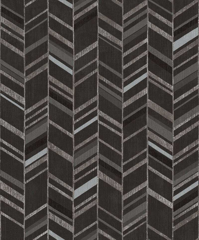 media image for Glitter Chevrons Black/Metallic Wallpaper from the Special FX Collection by Galerie Wallcoverings 216
